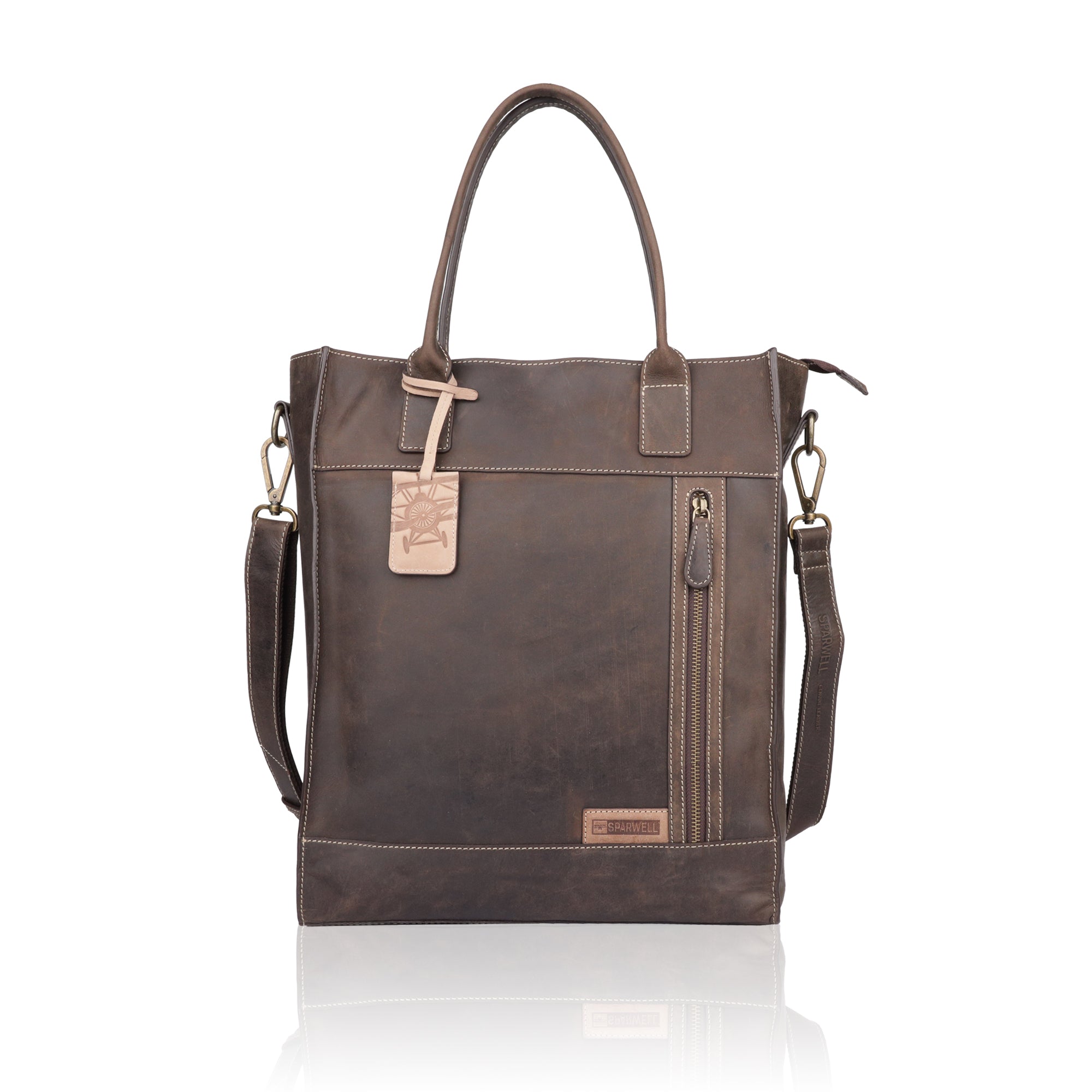 Trendy Taner - leather shopper